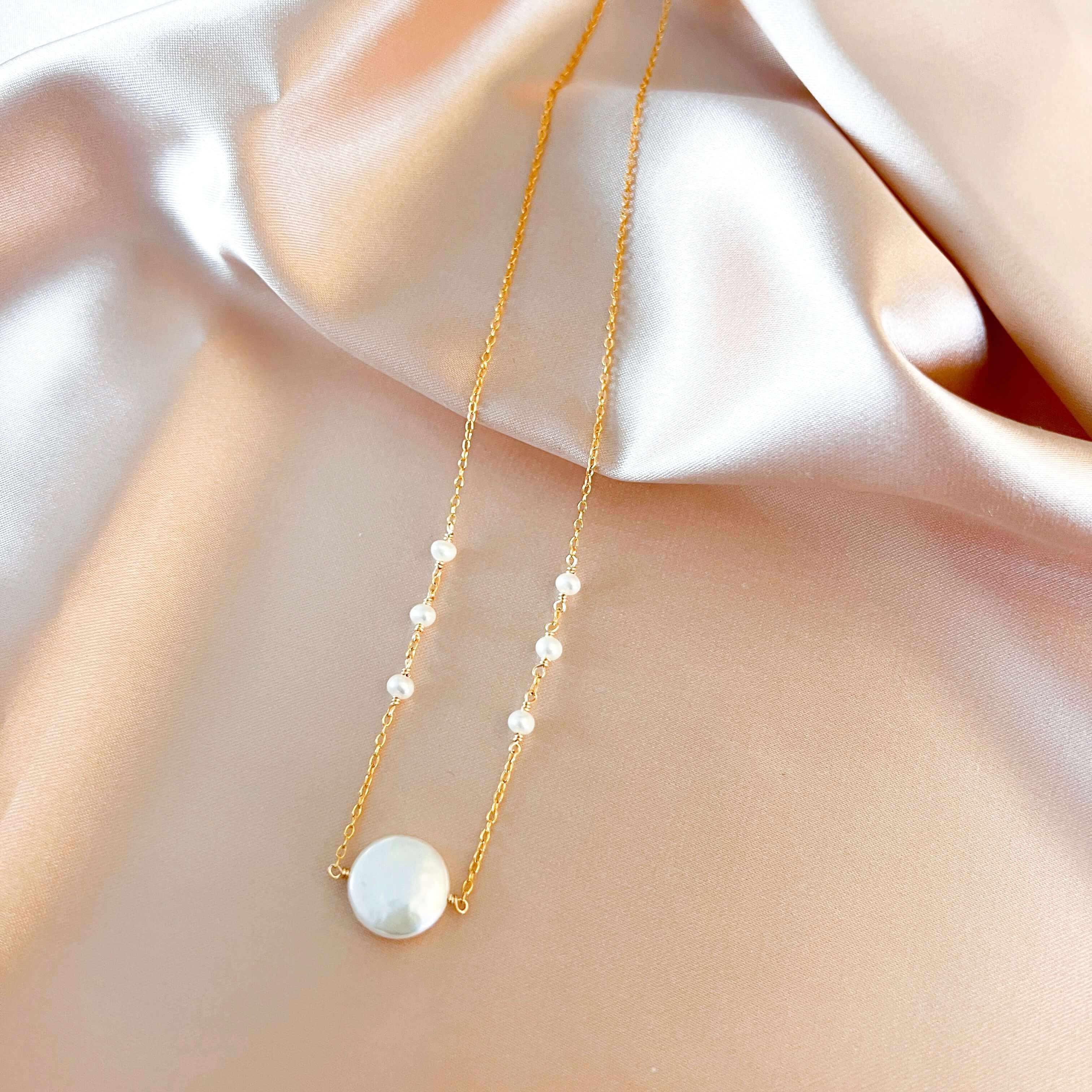 Gold Coin Pearl Necklace for Women | Parken Jewelry
