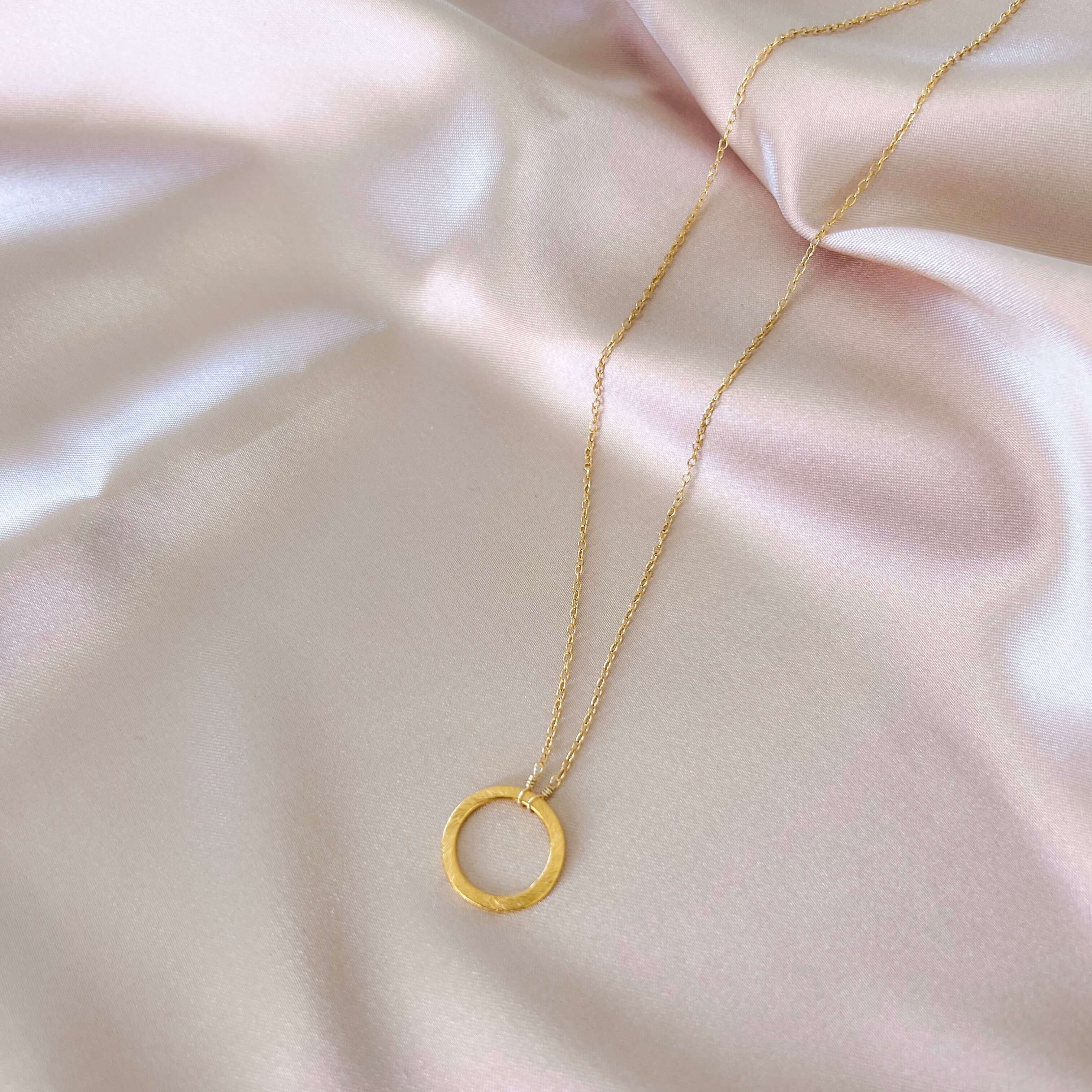 Statement Gold Circle Pendant Necklace 