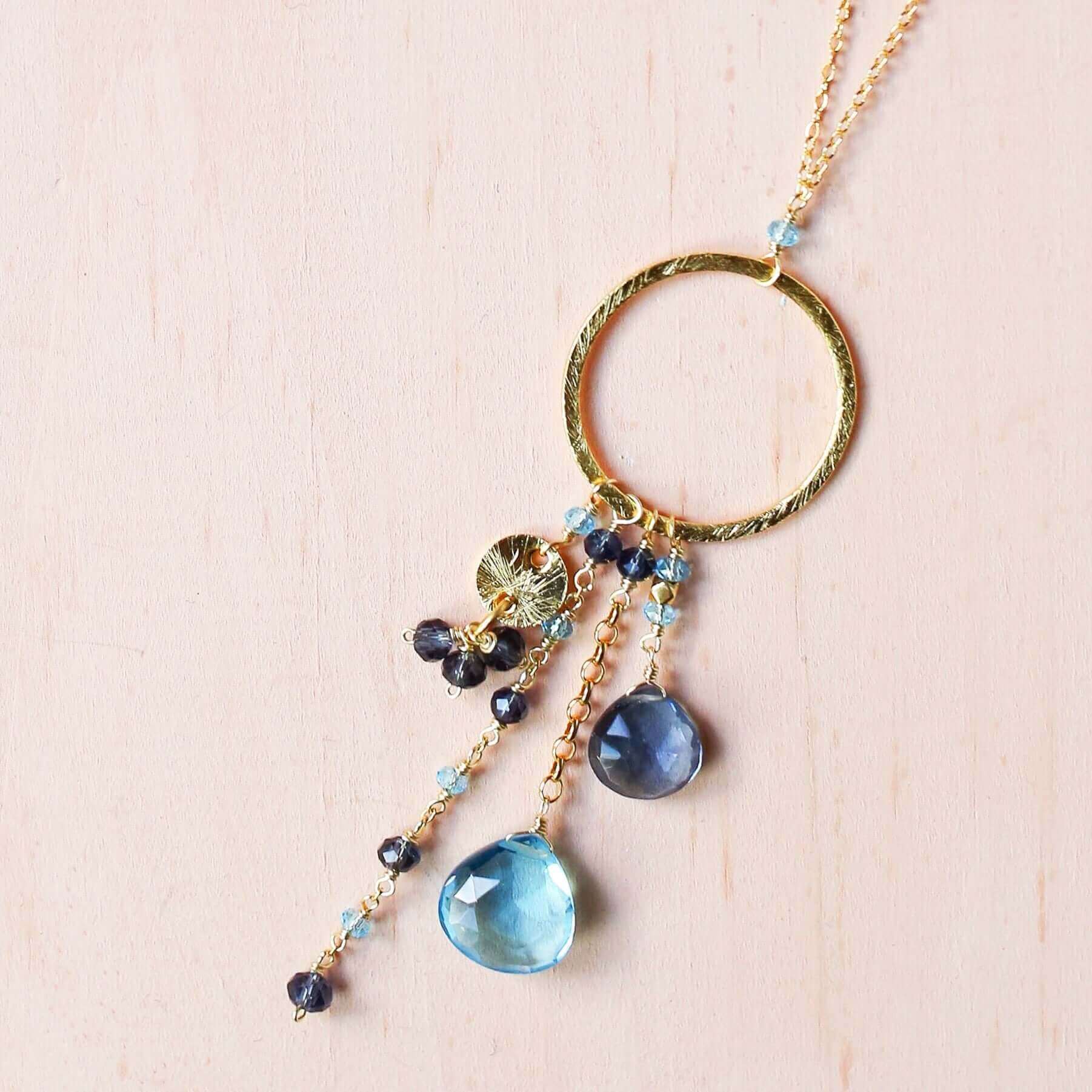Blue Gemstone Gold Pendant Necklace