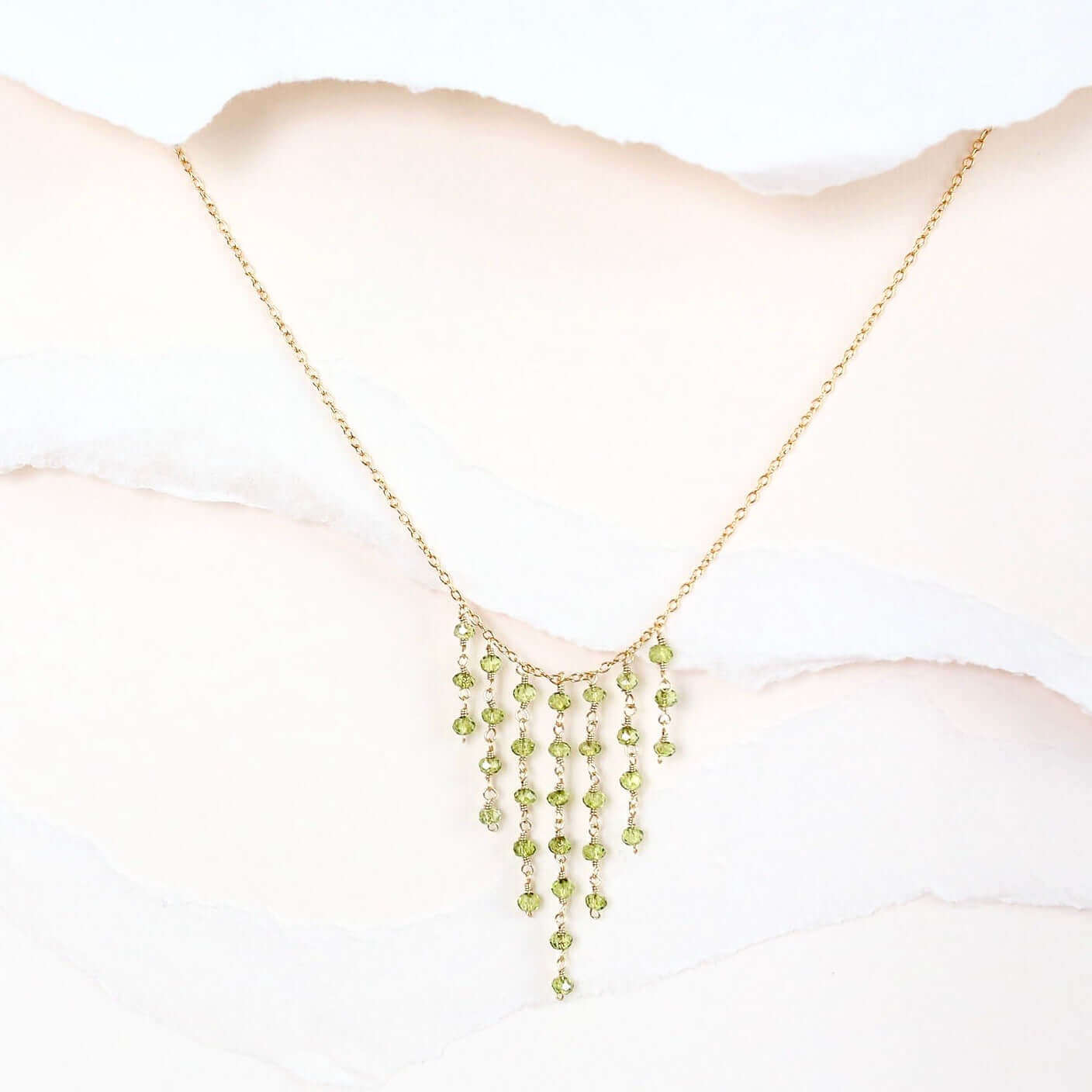 Unique Peridot  Gemstone Fringe Necklaces