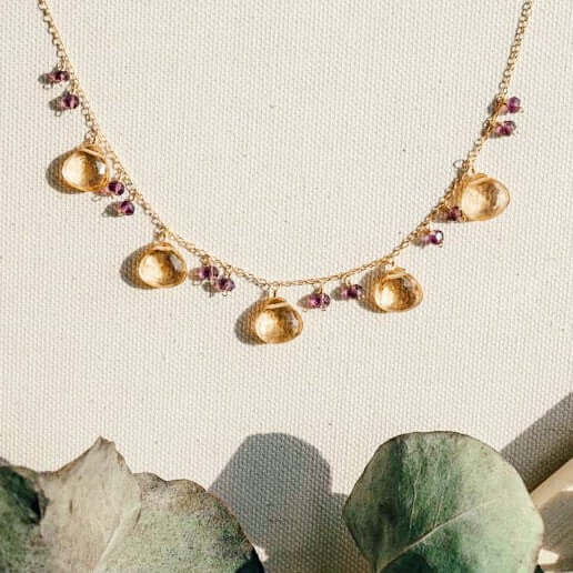 Sparkling Citrine and Amethyst Necklace in 14k Gold Plated Silver