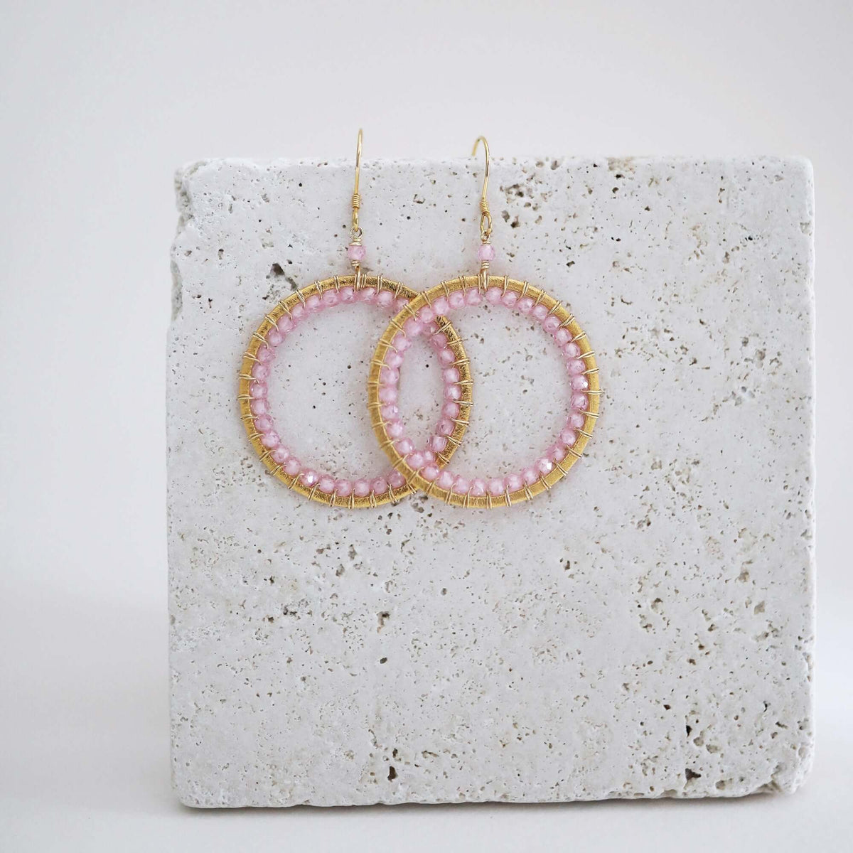 Rose Quartz Halo Earrings