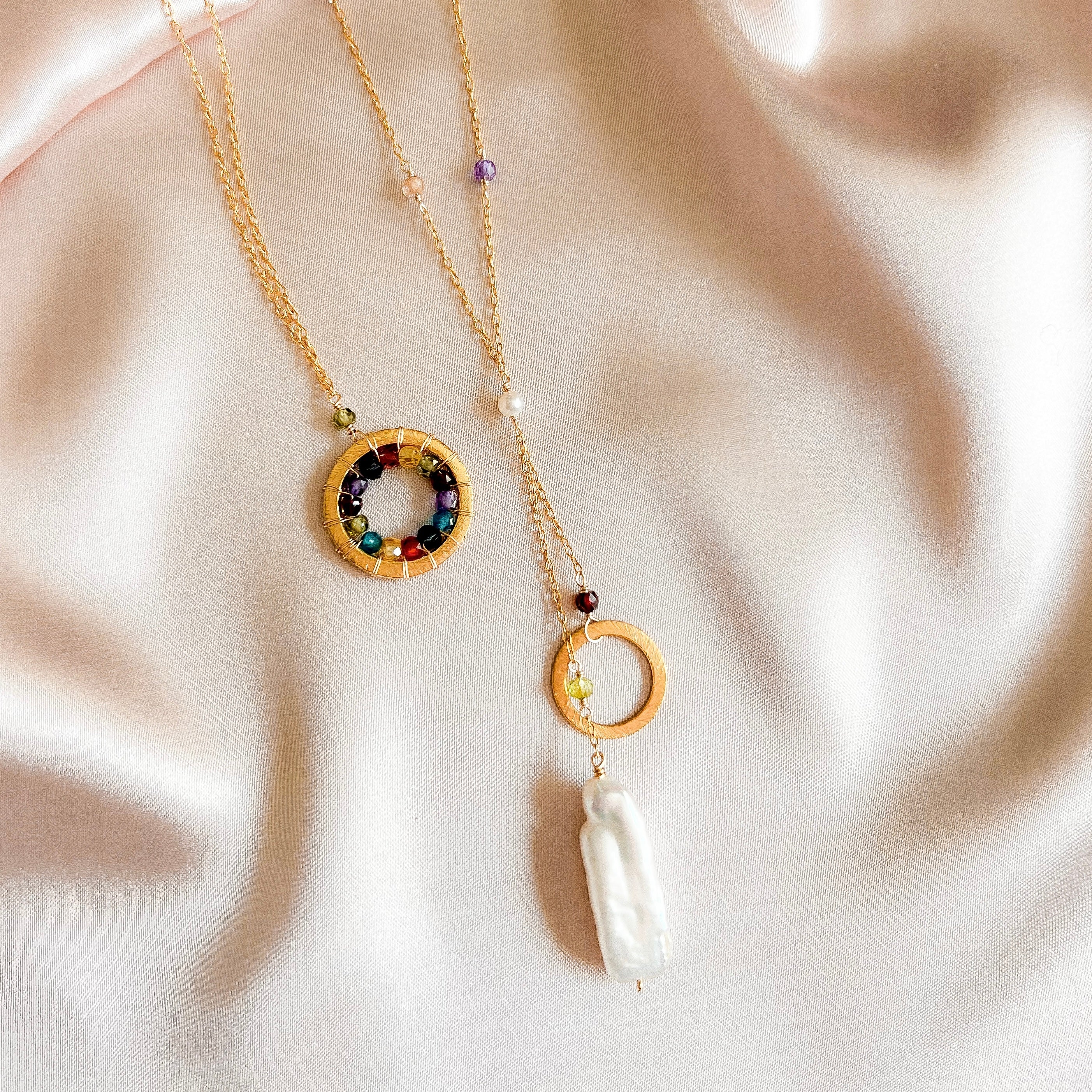 Gold and Silver Gemstone Necklaces