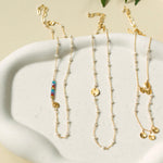 Handcrafted Gold Plated long Chain  Necklaces with beaded pearls 