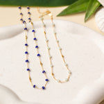 Genuine Gemstones Beaded on a Beautiful Adjustable Gold Chain