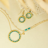 Blue Gemstone Halo Necklace