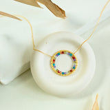 Rainbow Gemstone Halo Necklace