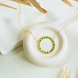 Green Gemstone Halo Necklace