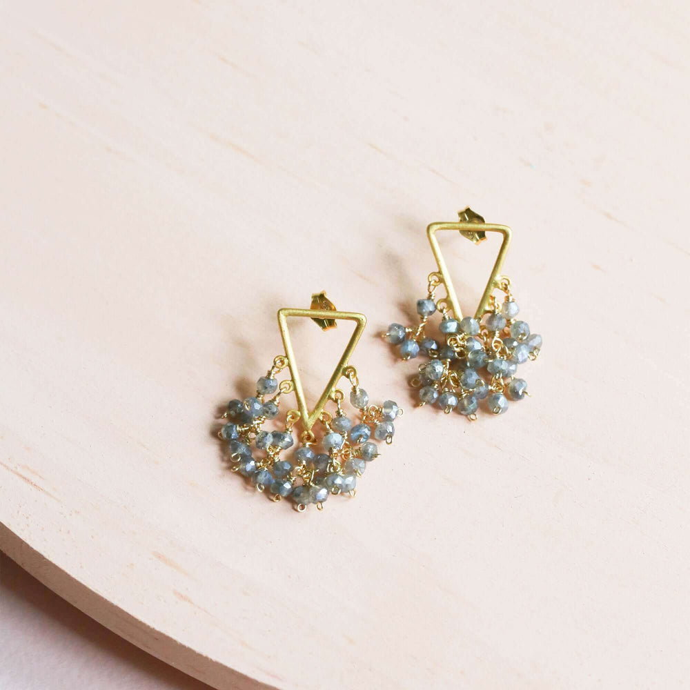 Statement Fringe Earrings with Labradorite Gemstone