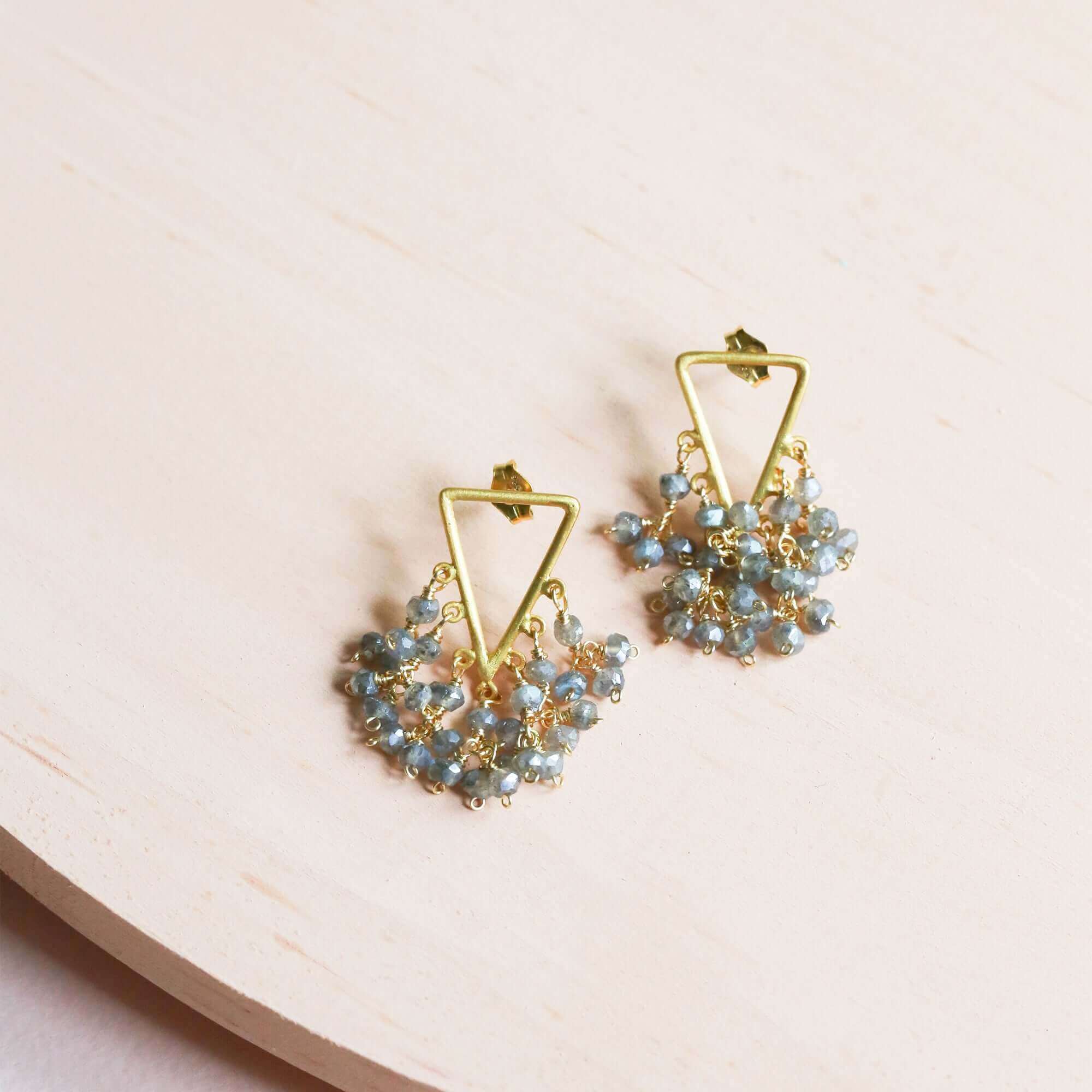 Statement Fringe Earrings with Labradorite Gemstone