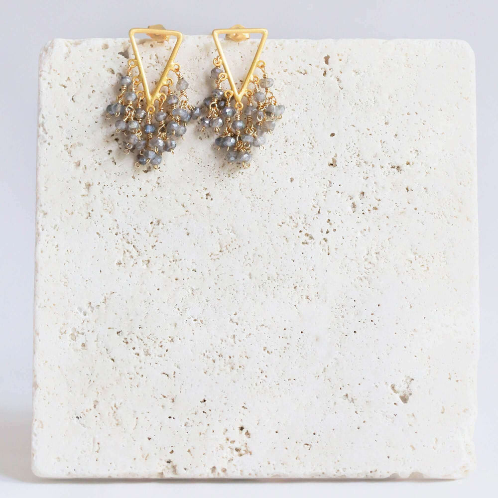 Statement Fringe Earrings with Labradorite Gemstone