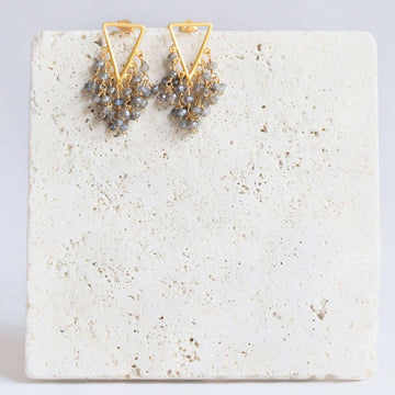 Statement Fringe Earrings with Labradorite Gemstone