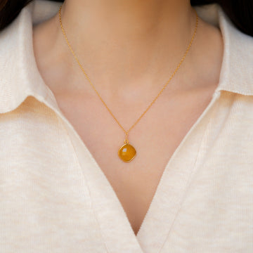 Yellow Chalcedony Pendant Necklace