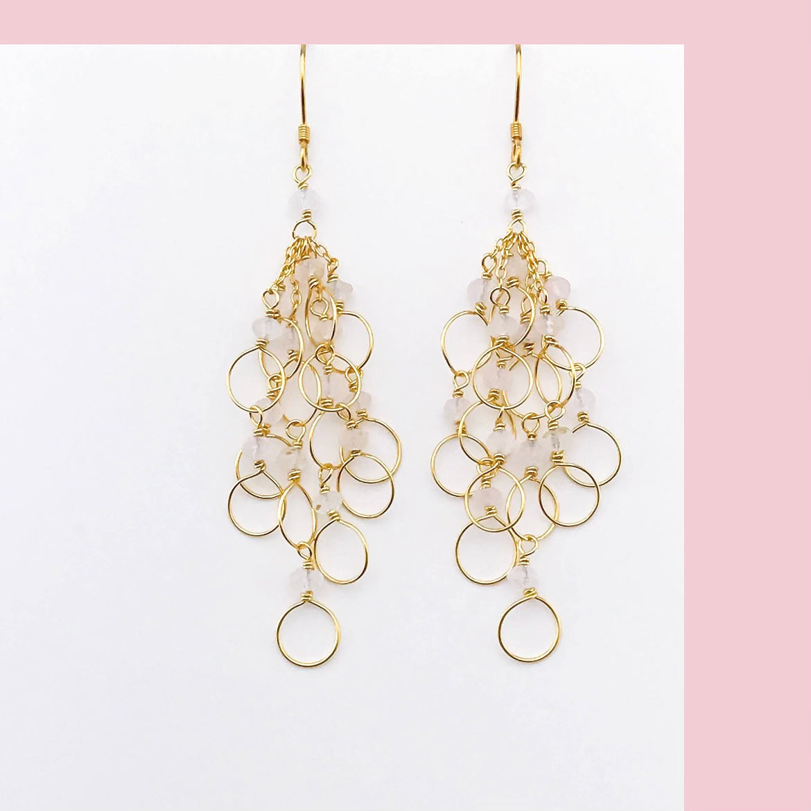 Pearl Chain Loop Earrings