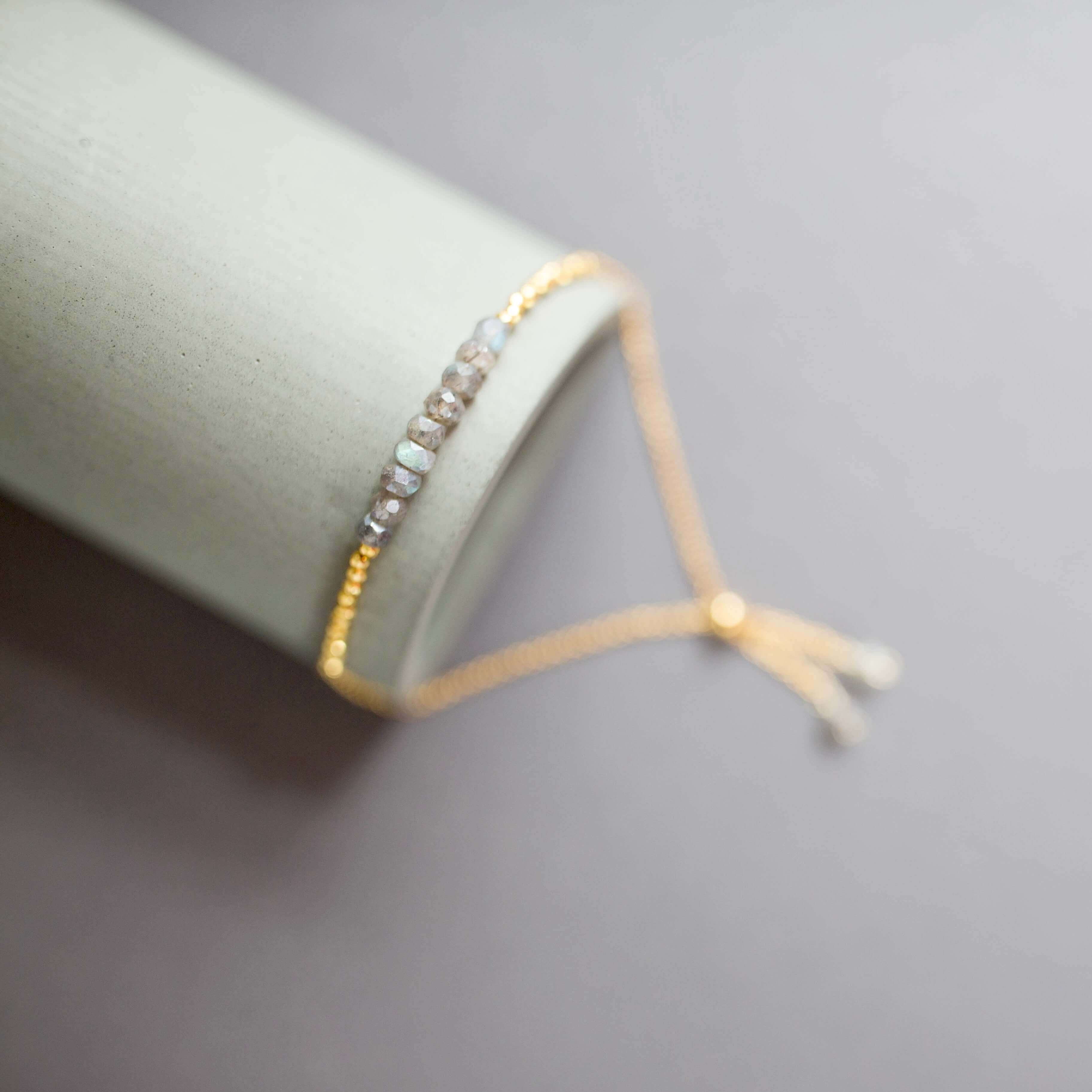 Adjustable Slider Bracelet with Labradorite Gems