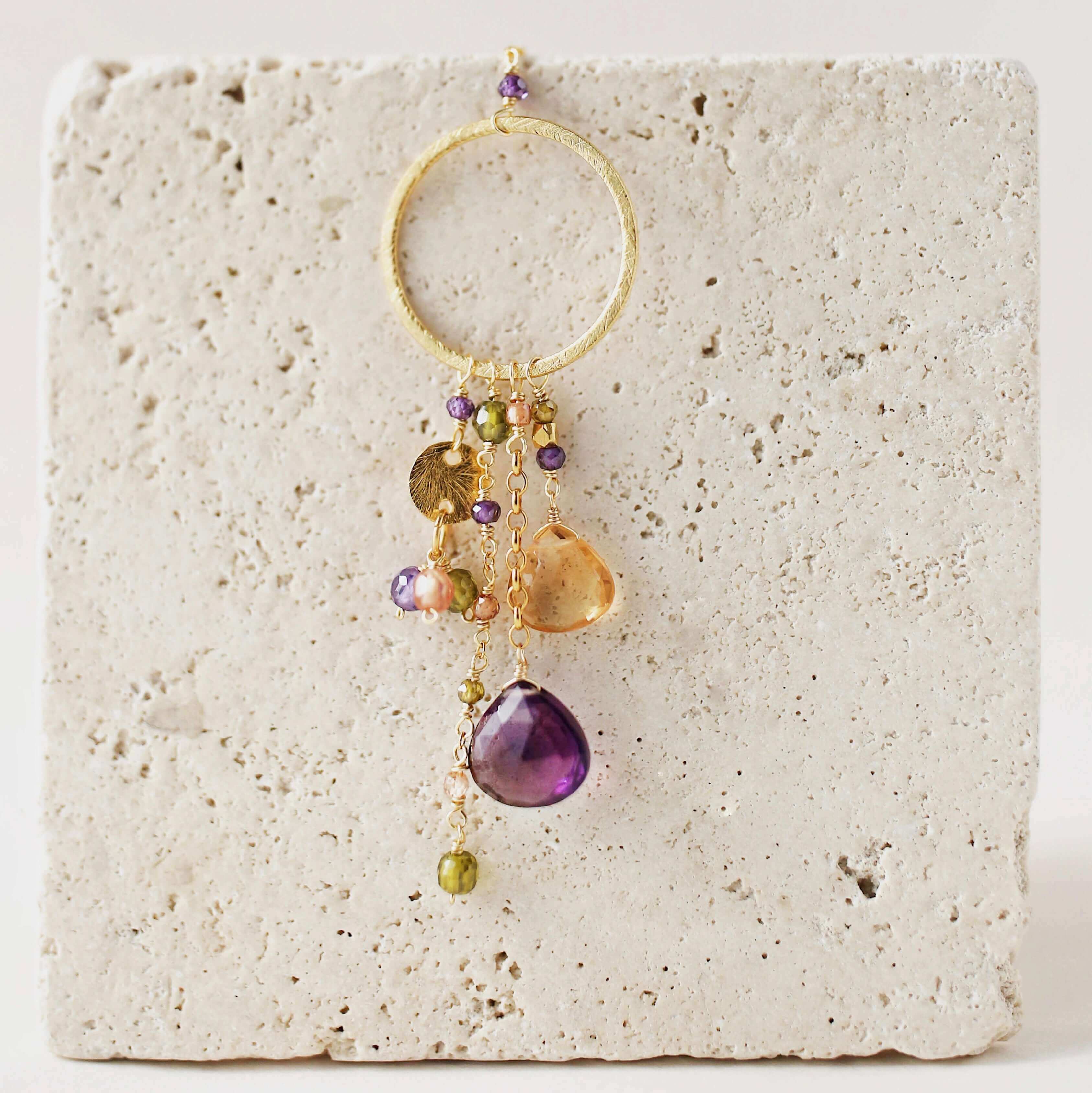 Purple Amethyst and Citrine Necklace