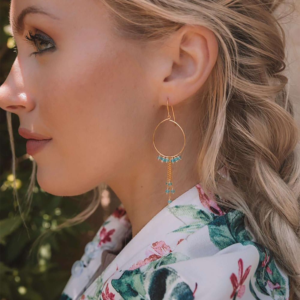 Delicate Blue Aquamarine Gold Gemstone Earrings
