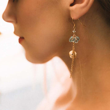 Aquamarine Gold Gemstone Earrings
