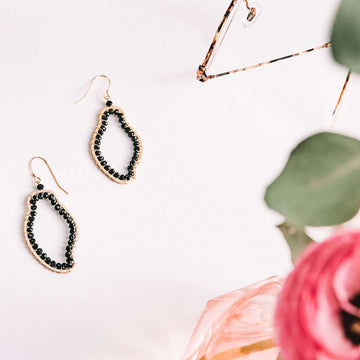 Black Spinel Gold Earrings