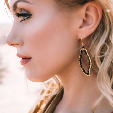 Black Spinel Gold Earrings