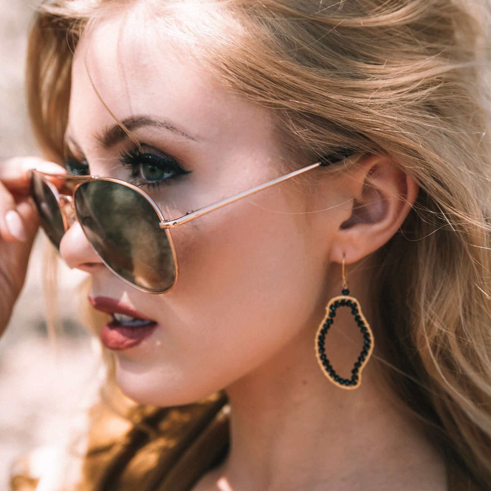 Black Spinel Gold Earrings