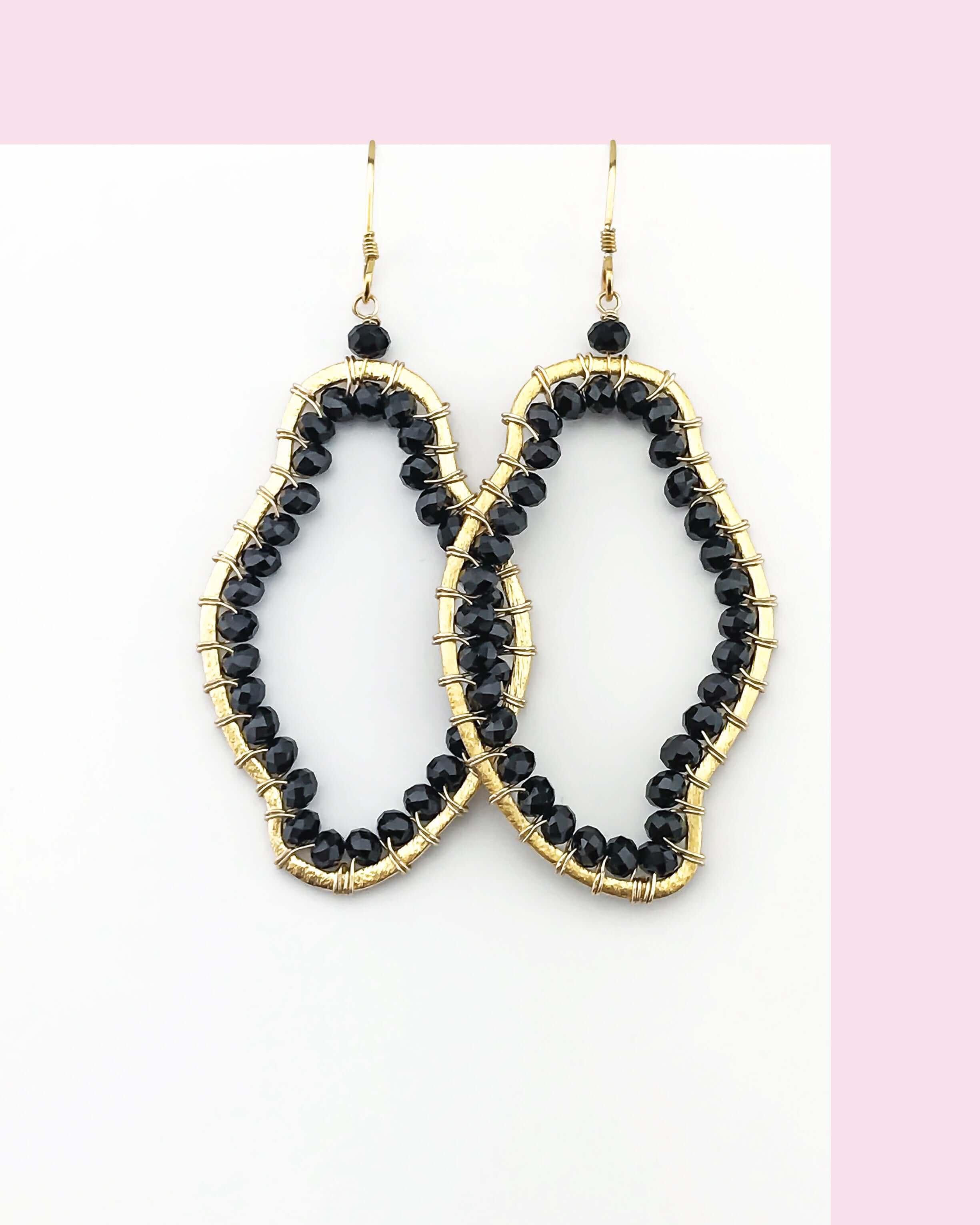 Black Spinel Gold Earrings