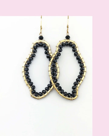 Black Spinel Gold Earrings