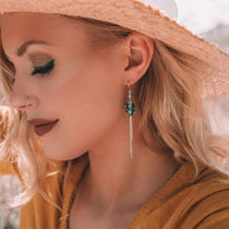 Handmade Rhodium-Plated Drop Earrings with Lolite &  Blue Apatite Gemstones