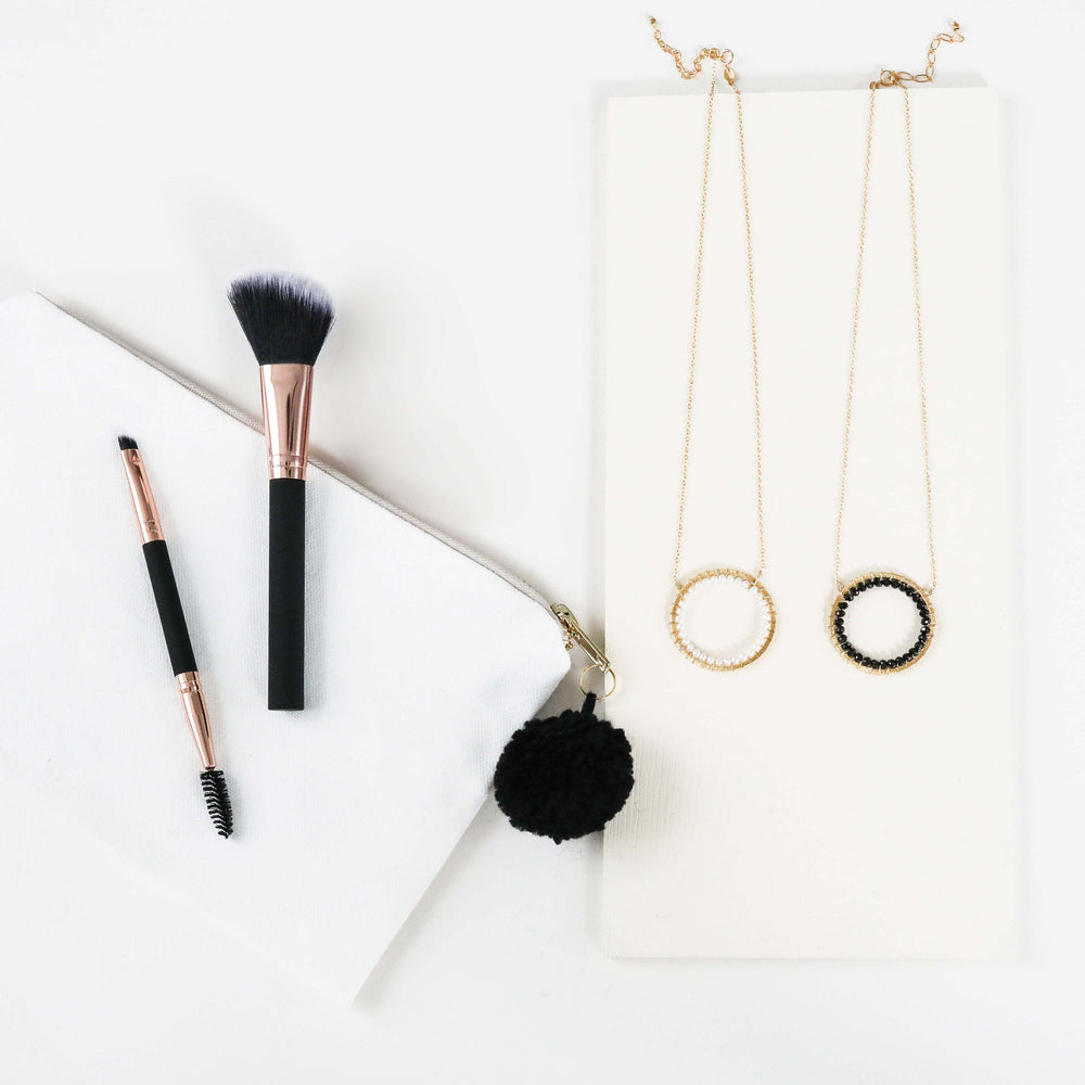 Black Spinel Gold Infinity Circle Necklace