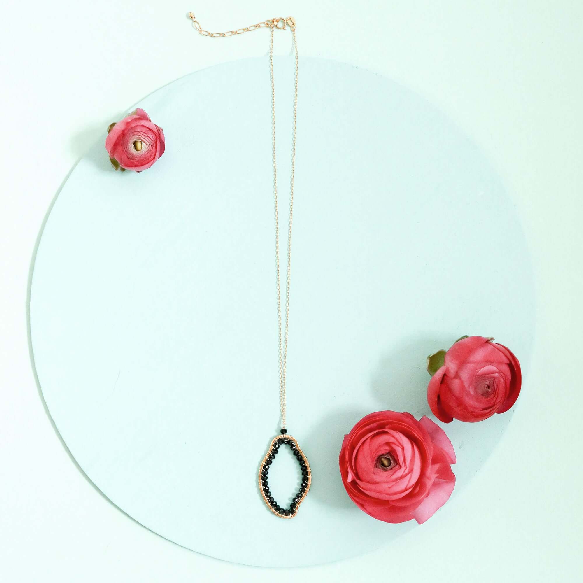 Black Spinel Gold Pendant Necklace