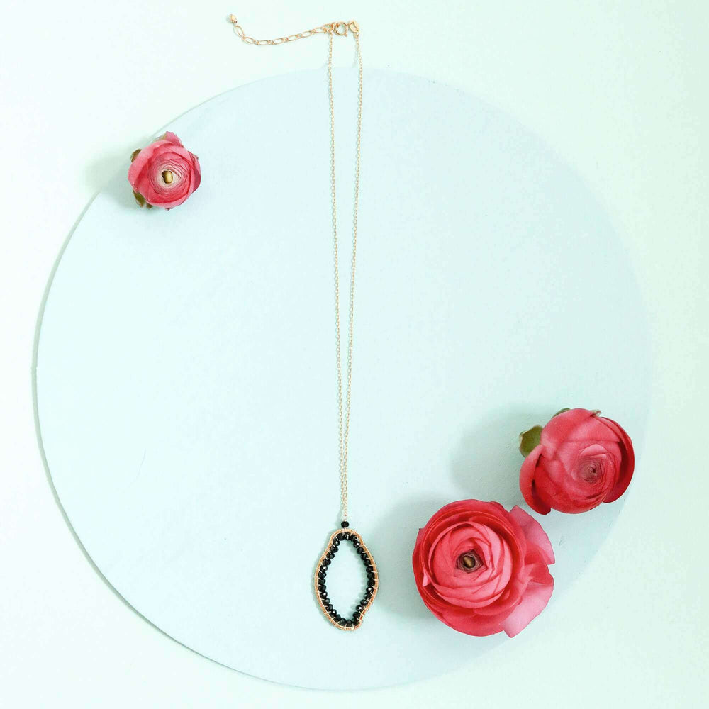 Black Spinel Gold Pendant Necklace
