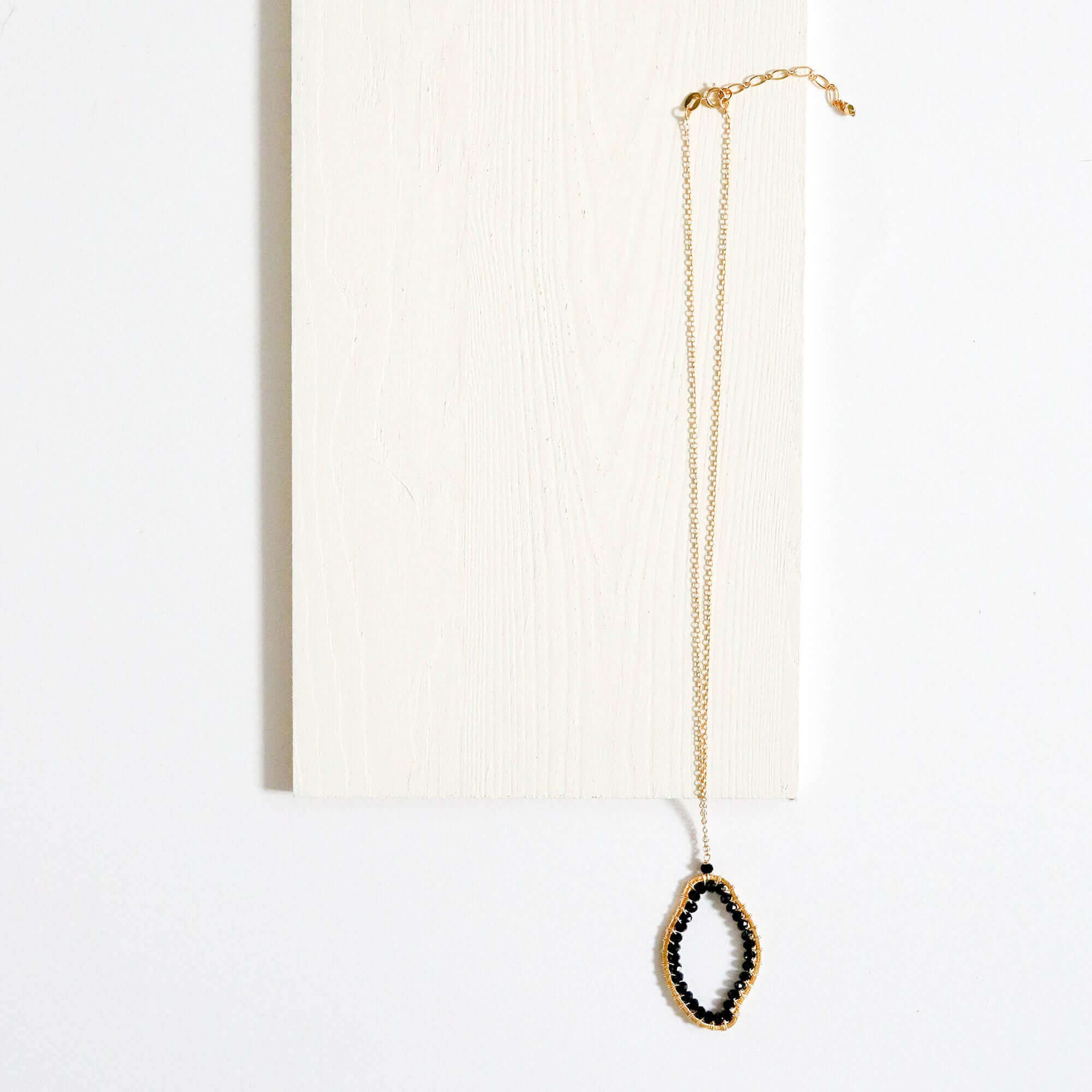 Black Spinel Gold Pendant Necklace