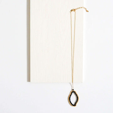 Black Spinel Gold Pendant Necklace