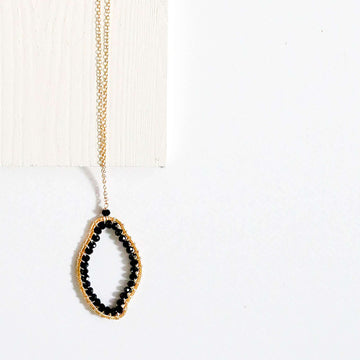 Black Spinel Gold Pendant Necklace
