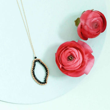 Black Spinel Gold Pendant Necklace