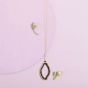 Black Spinel Gold Pendant Necklace