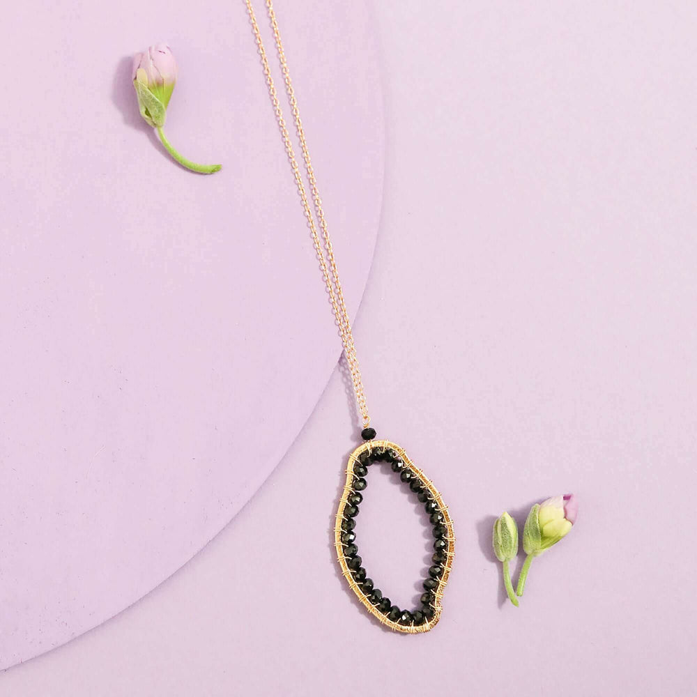 Black Spinel Gold Pendant Necklace
