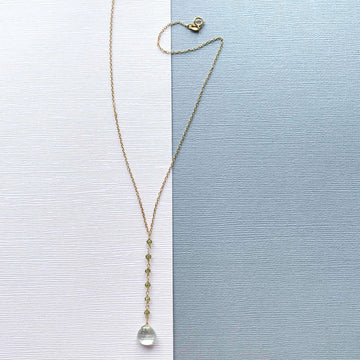 Gold-Plated Yoga Necklace with Green Amethyst Gem and Peridot Accents