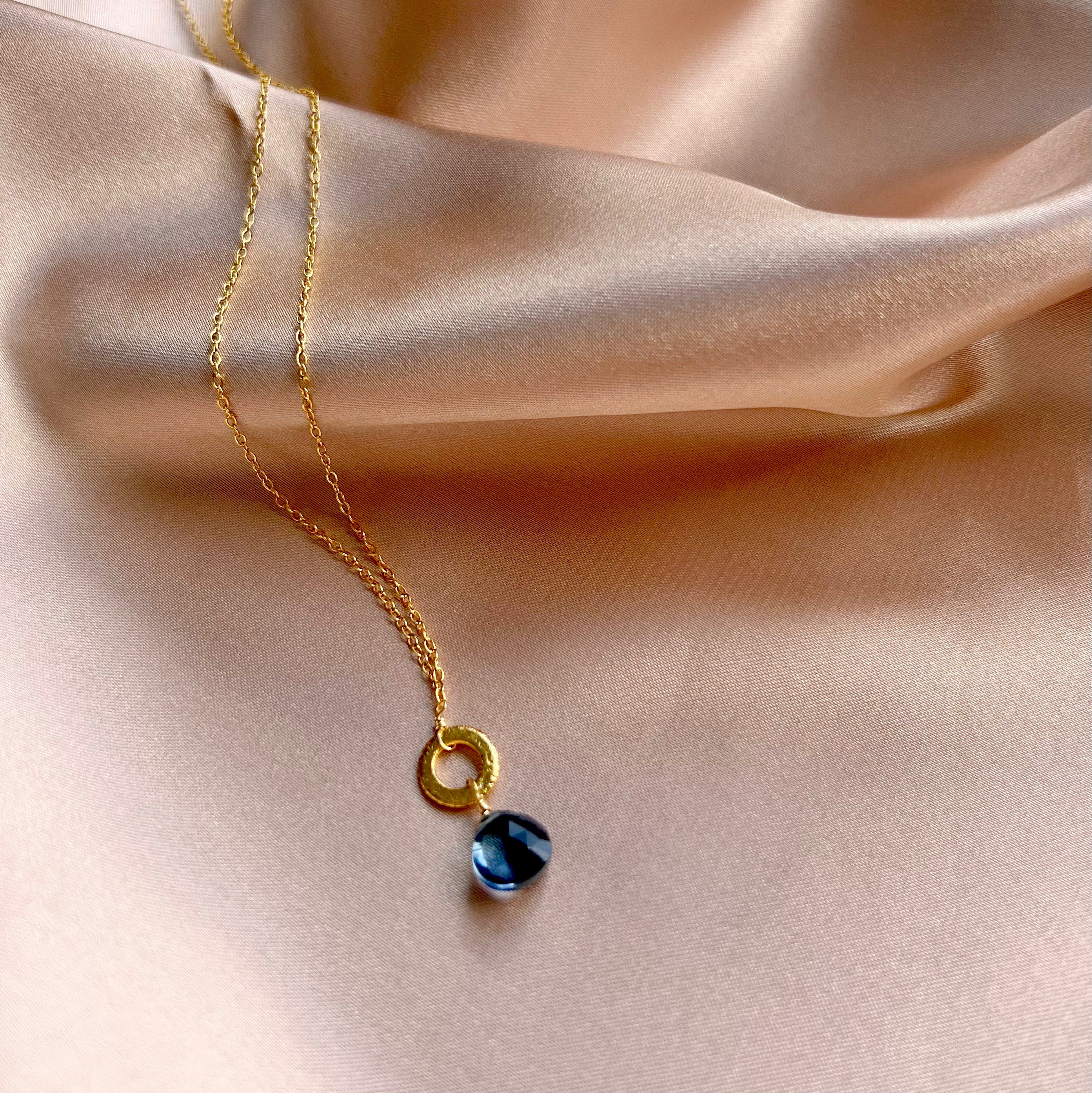 Lolite layering chain: 14k gold plated, 16"-18" length, unique stone