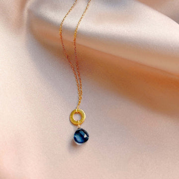 Lolite layering chain: 14k gold plated, 16"-18" length, unique stone