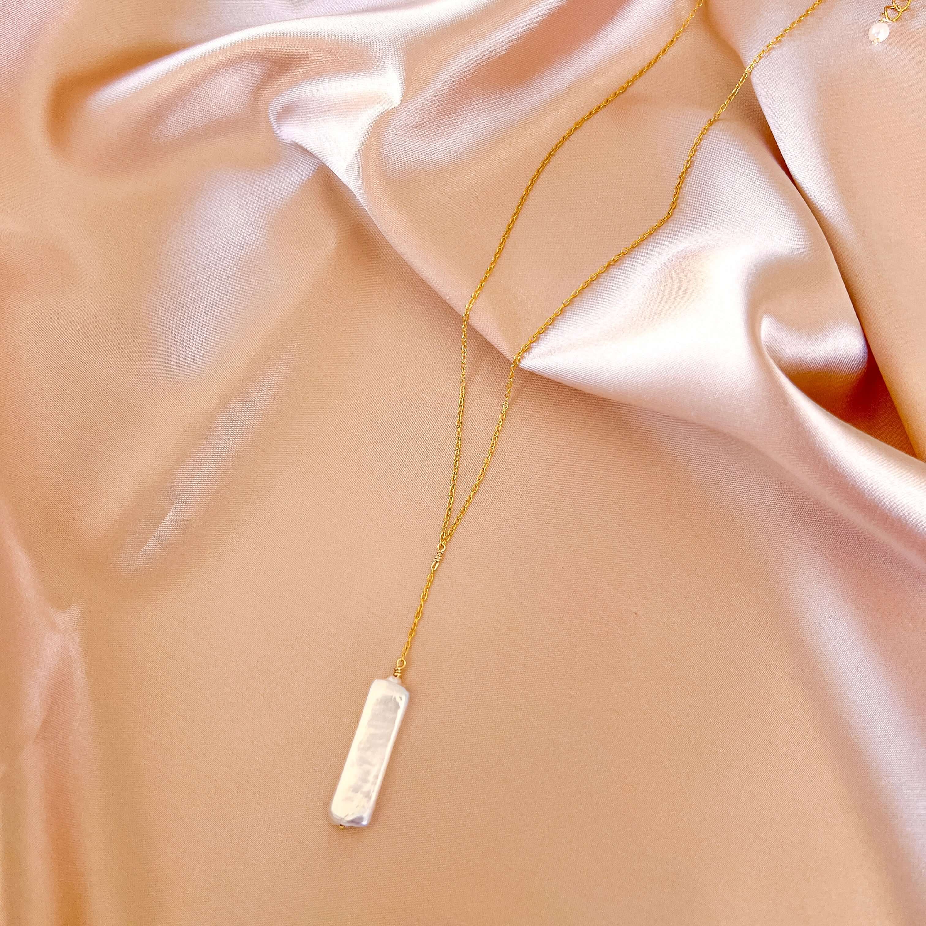 Unique freshwater stick pearl adjustable gold Necklace