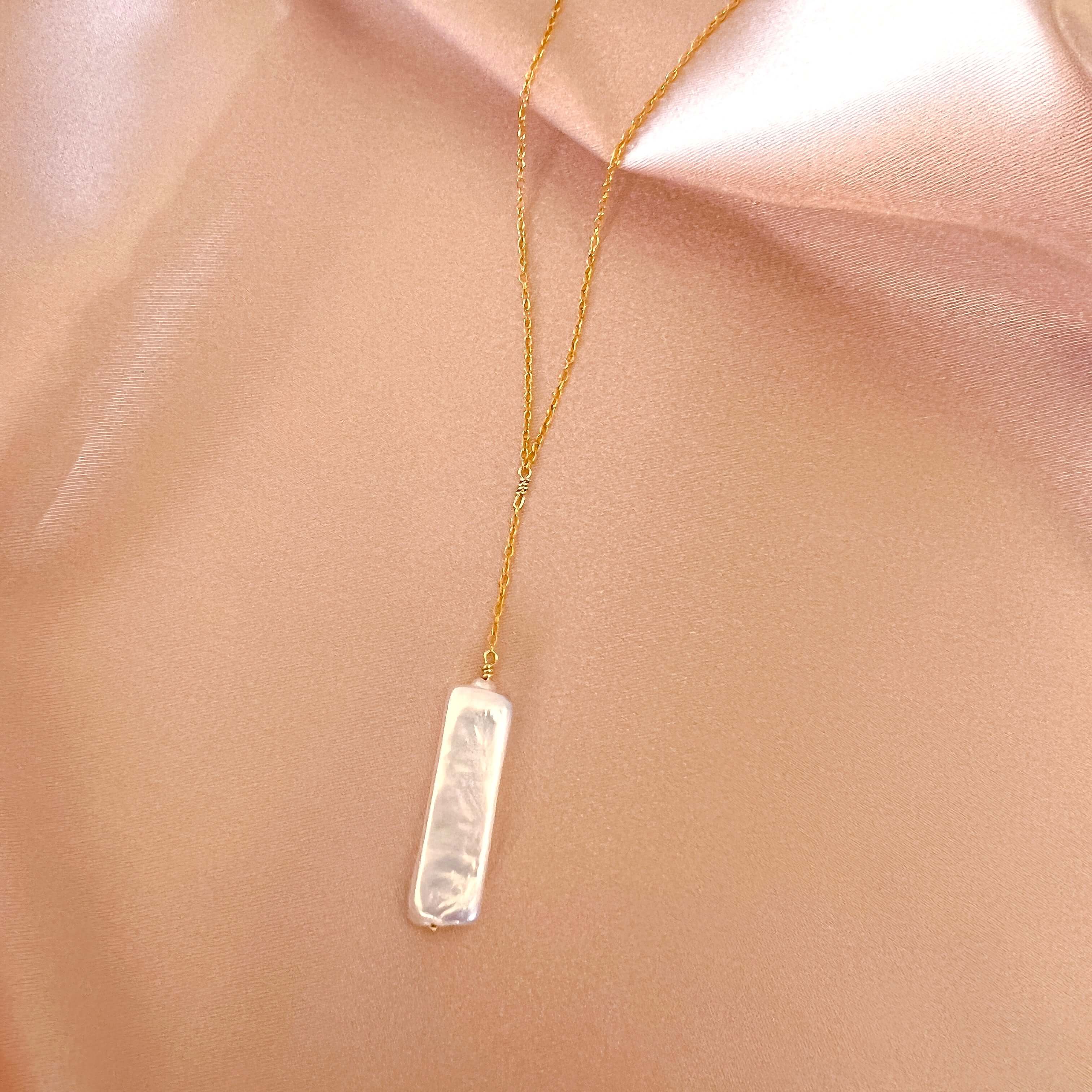 Unique freshwater stick pearl adjustable gold Necklace