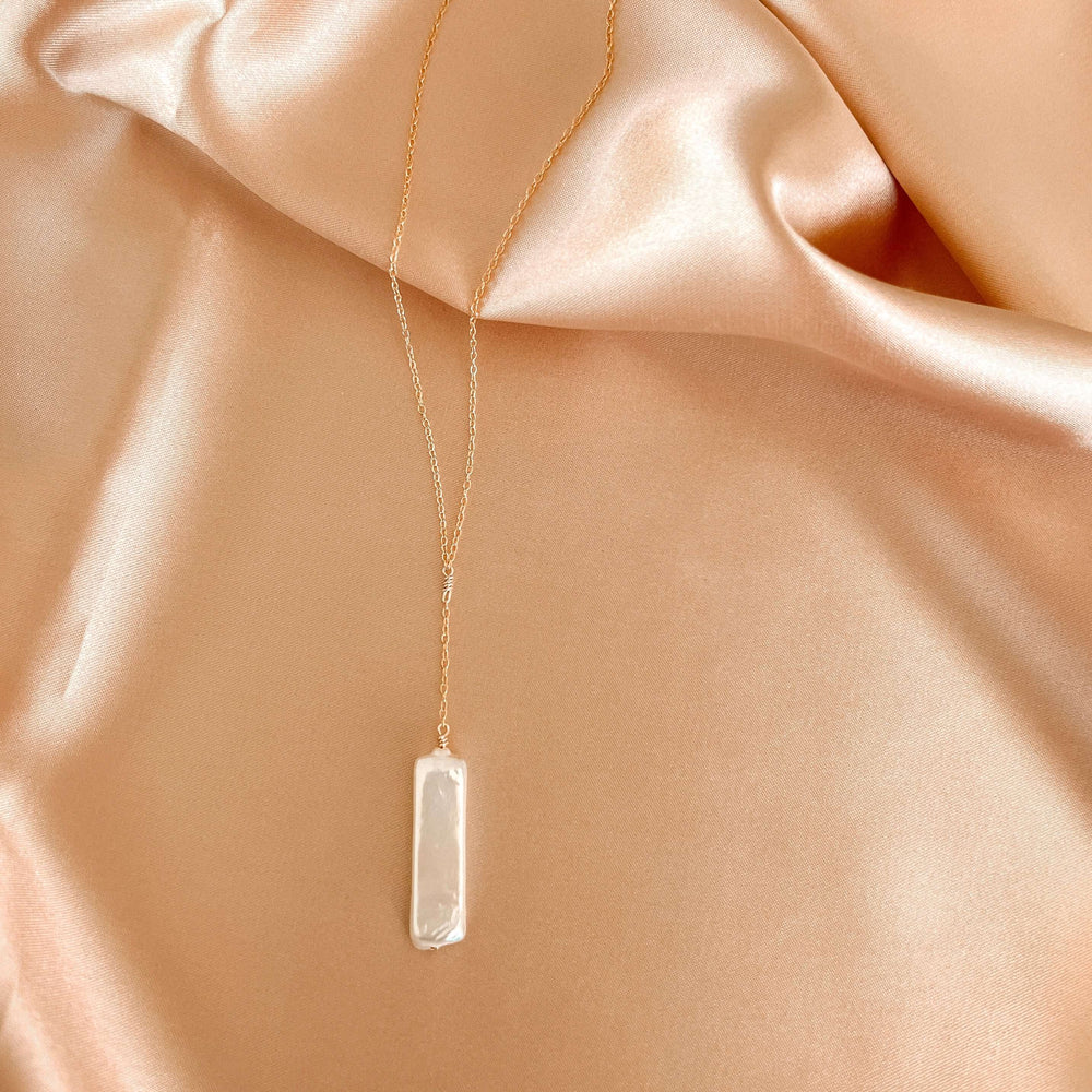 Unique freshwater stick pearl adjustable gold Necklace