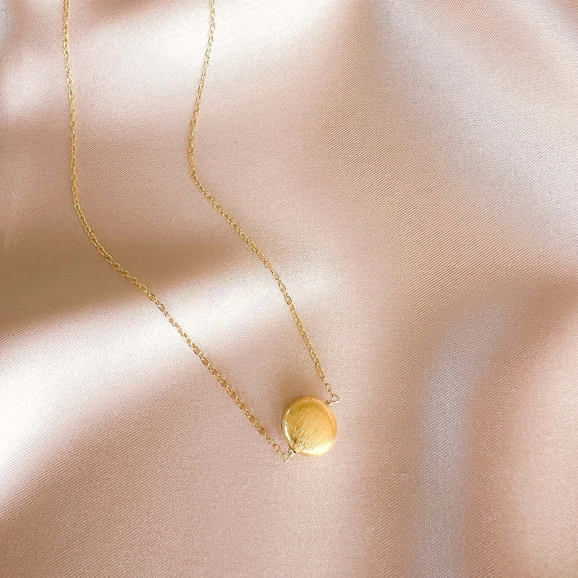 Minimalist 14k Gold Disc Pendant, Handcrafted for Adaptable Necklace Layering