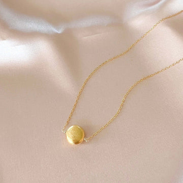 Minimalist 14k Gold Disc Pendant, Handcrafted for Adaptable Necklace Layering