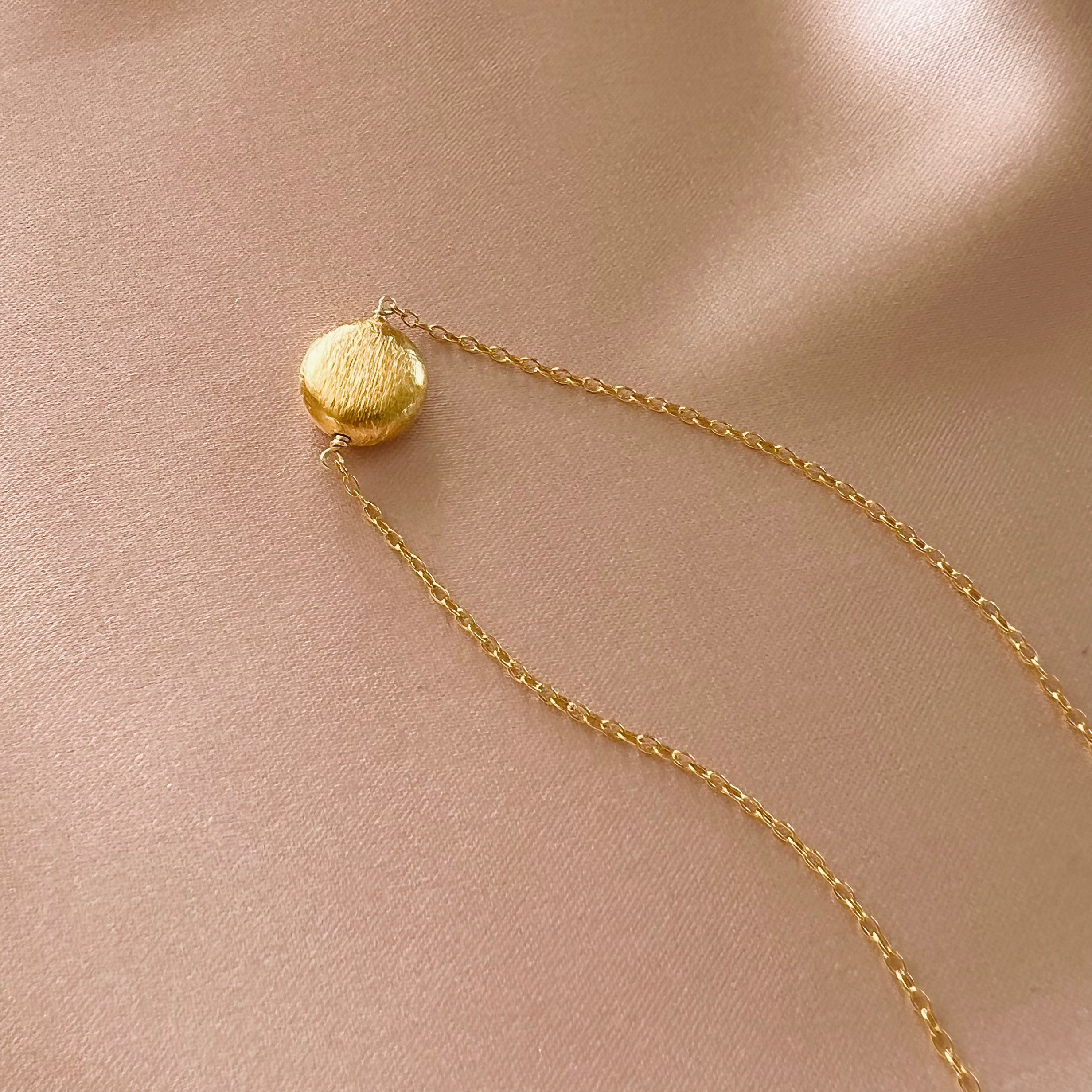 Minimalist 14k Gold Disc Pendant, Handcrafted for Adaptable Necklace Layering