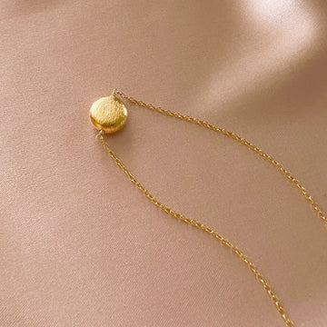 Minimalist 14k Gold Disc Pendant, Handcrafted for Adaptable Necklace Layering
