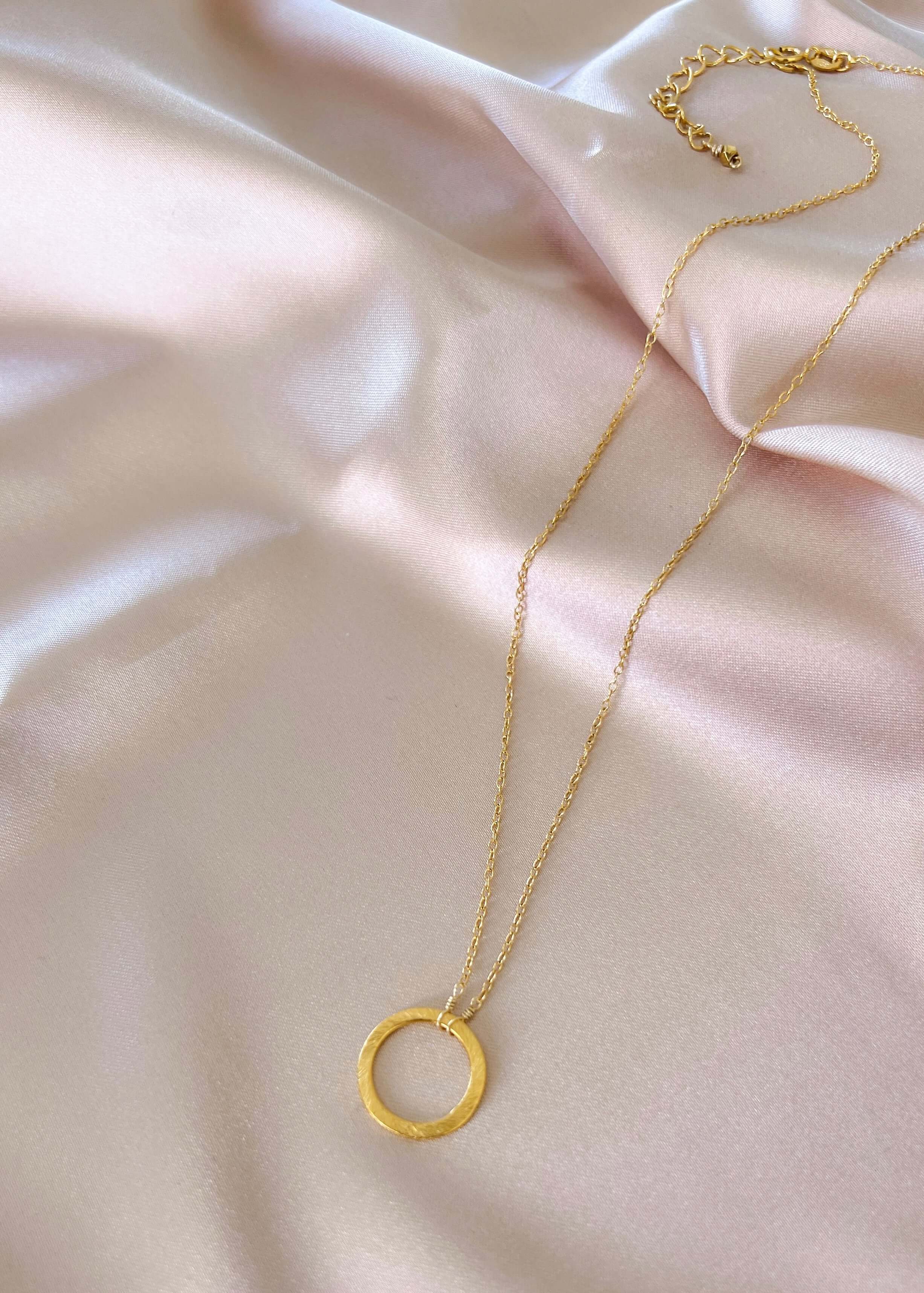 Statement Gold Circle Pendant Necklace 