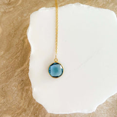 Elegant Gold Layering Pendants with Stunning Stones of London Blue Quartz