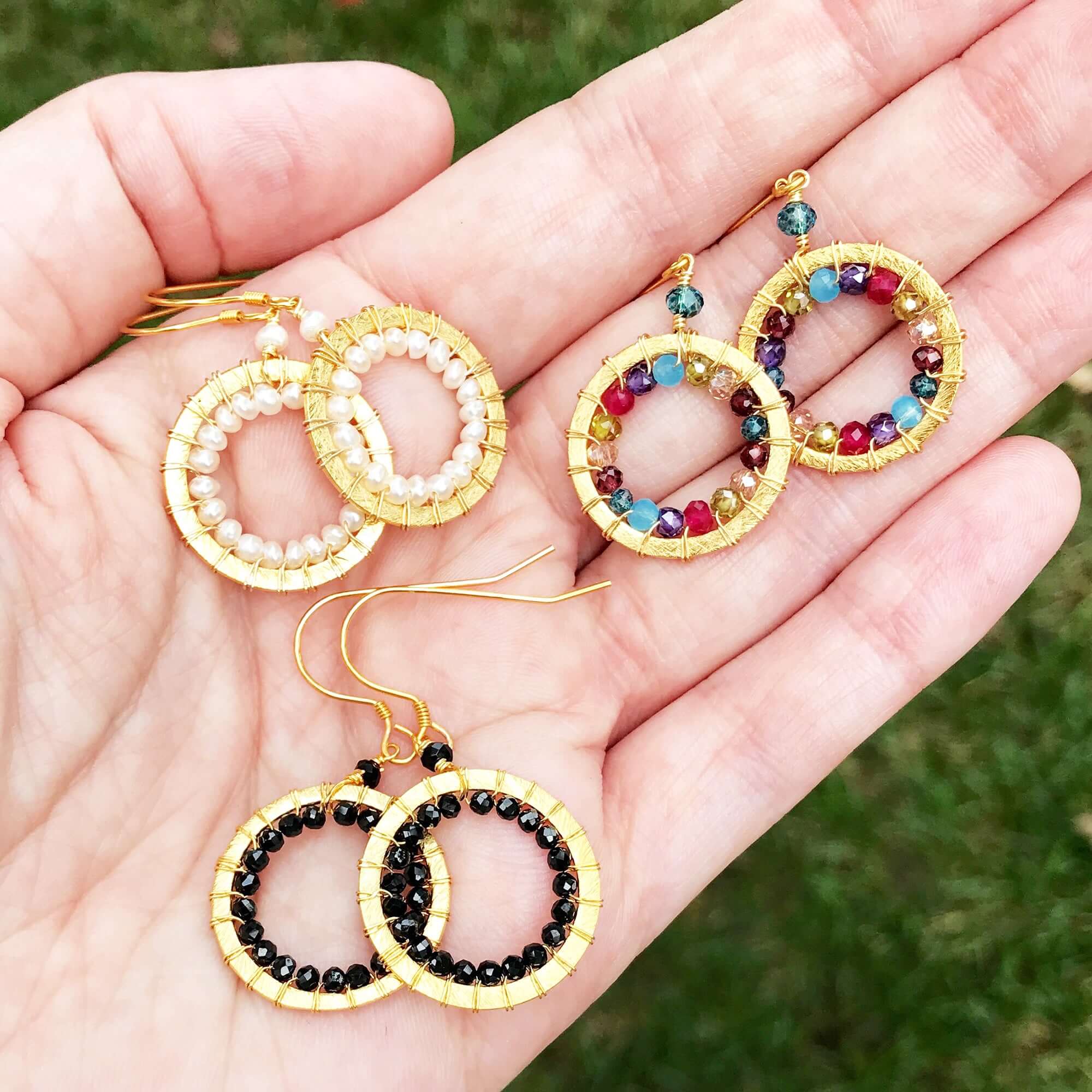 Colorful   Classic Mini  Hoop Gold Earrings